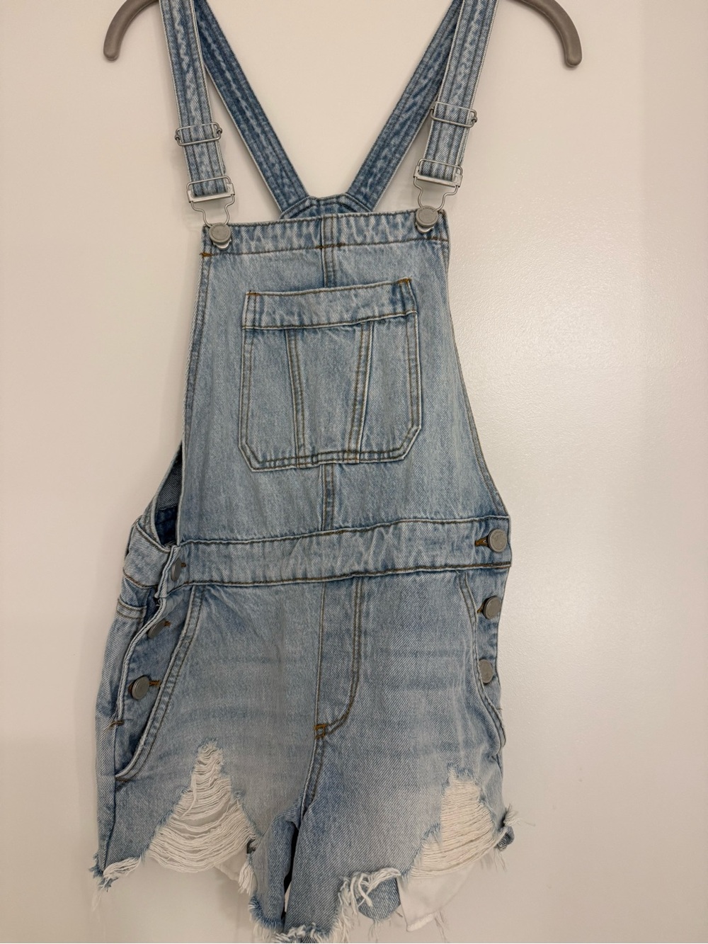 BlankNYC Light Wash Distressed Denim Overalls